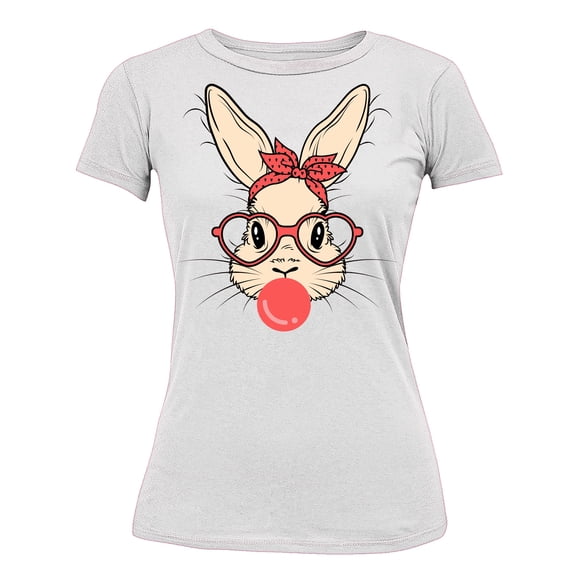 Easter Bunny With Bubble Gum Funny Egg Hunting Christian Holiday Women's T-shirt, S, White