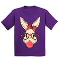 thumbnail image 1 of Easter Bunny With Bubble Gum Funny Egg Hunting Christian Holiday Youth T-shirt, Youth S, Purple, 1 of 5