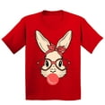 thumbnail image 1 of Easter Bunny With Bubble Gum Funny Egg Hunting Christian Holiday Youth T-shirt, Youth S, Red, 1 of 5
