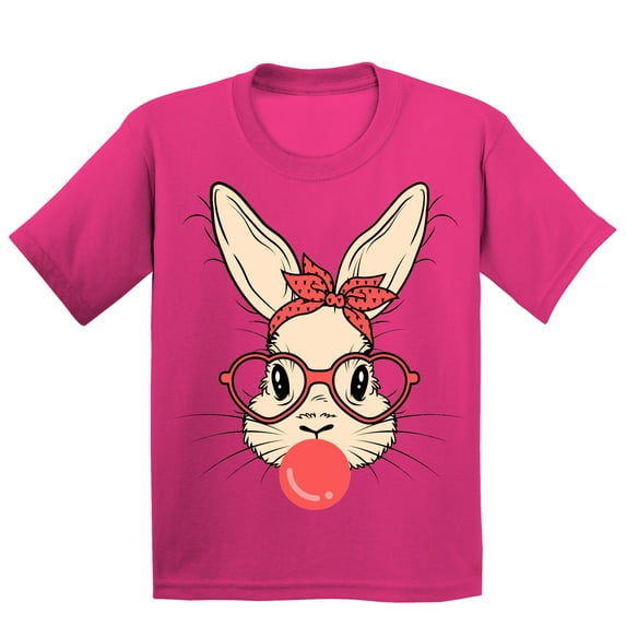 Easter Bunny With Bubble Gum Funny Egg Hunting Christian Holiday Youth T-shirt, Youth XL, Cyber Pink
