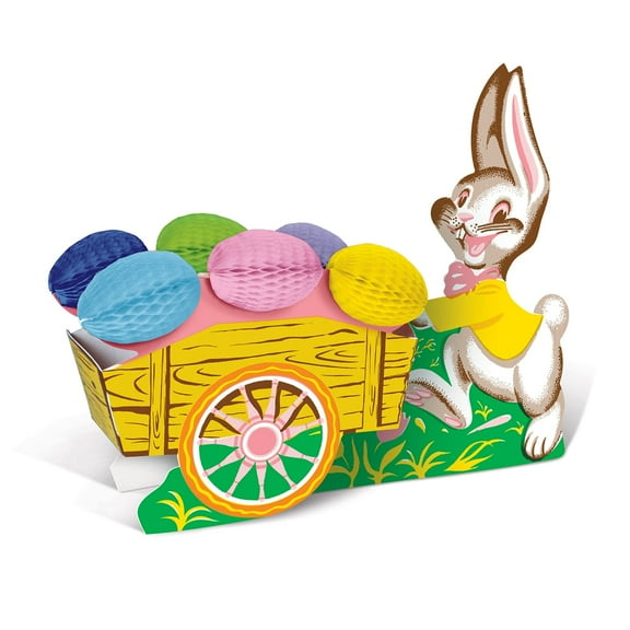 Easter Bunny With Cart Vintage Display