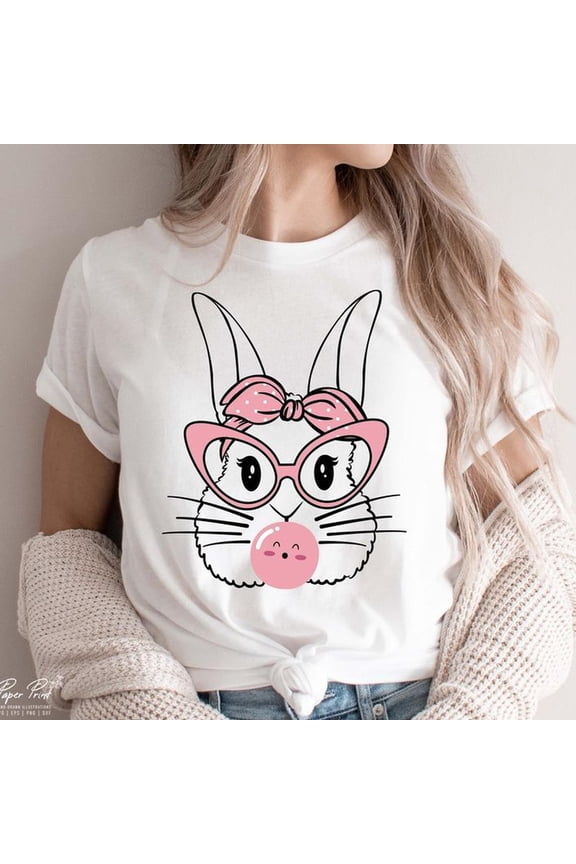 Easter Bunny With Glasses Svg, Happy Easter SVG, Easter Eggs Svg, Bunnies Svg, Easter Shirt Svg, Family Easter Shirt, Png Sublimation Cricut