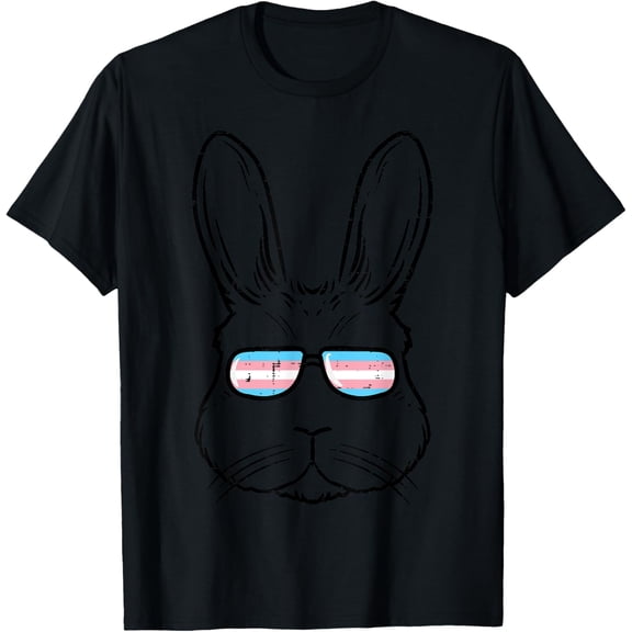 Easter Bunny With Glasses Transgender Trans Rabbit LGBTQ T-Shirt men and women can wear, black, white, gifts
