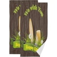 thumbnail image 1 of Easter Bunny Wooden Board Hand Towels 2 PCS, Rabbit Ears Kitchen Towel Ultra Soft and Highly Absorbent,Decorative Fingertip Face Towel for Bathroom Hotel, 28.3"x14.4", 1 of 5