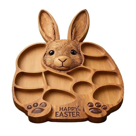 Easter Bunny Wooden Charcuterie Board Rabbit Shaped Wooden Platter Reusable Bunny Serving Tray Dinner Plate Candy Dish Food Tray Funny Easter Party Bunnys Baking Trays Trays
