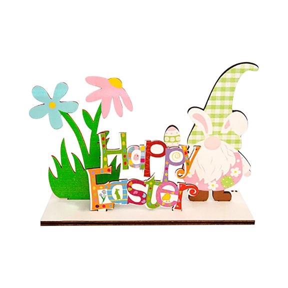 Easter Bunny Wooden Letters - Colorful Spring Patterns, Tabletop Home Holiday Decor