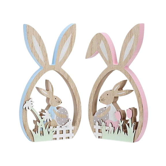 Easter Bunny Wooden Ornament with Festive Atmosphere for Home Decor and Cozy Spring Vibe White
