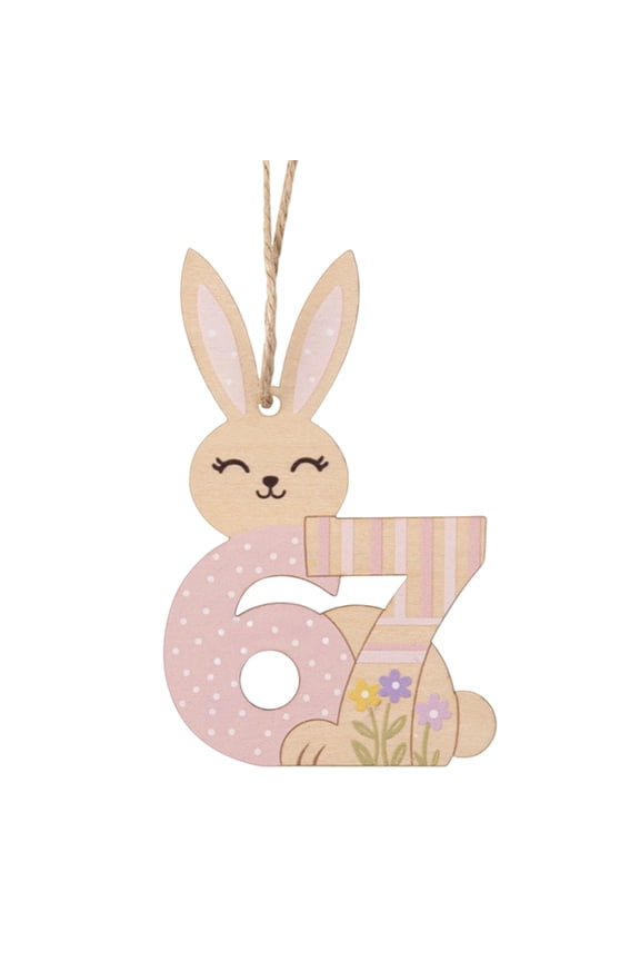 Easter Bunny Wooden Pendant for Kids & Adults – Fun 2D Digital-Themed Holiday Decor, Lightweight Wooden Hanging Ornament