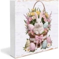 thumbnail image 1 of Easter Bunny Wooden Signs Easter Decorations Easter Farmhouse Rabbit Wooden Tabletop Centerpieces Freestanding Tabletop Decor for Spring Easter Home Office Gift 5x5 In, 1 of 5