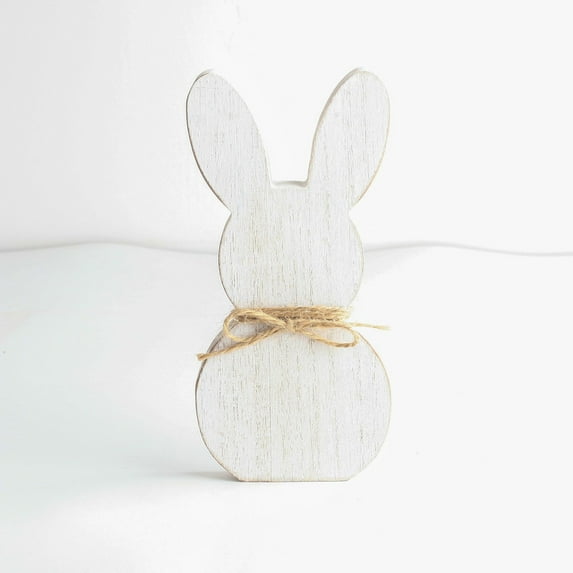Easter Bunny Wooden Signs Easter Tabletop Decor Rabbit Shape Table Sign Farmhouse Decor White Spring Bunny Wood, Easter Decorations Decor: Easter Bunny Natural Wooden Table Centerpiece Signs