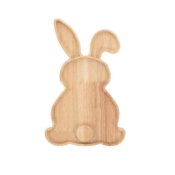 Easter Bunny Wooden Tray, Bunny-Shaped Serving Board for Fruits, Snacks, Cheese – Decorative Plate for Holiday Parties and Events
