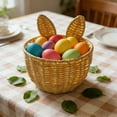 thumbnail image 1 of Easter Bunny Woven Basket Easter Outdoor Decorations Rattan Baskets Easter Eggs for Home Office Table Spring Decoration Mini Woven Basket Flower Basket Party Supplies Under $5, 1 of 6