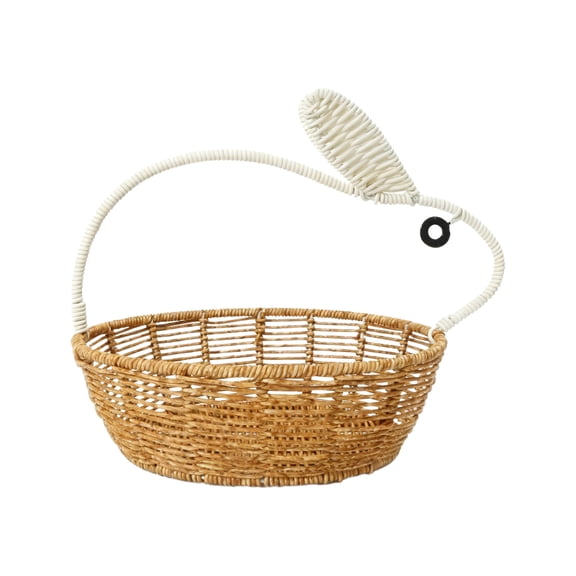 Easter Bunny Woven Basket – Plastic Handheld Rabbit Storage Basket for Eggs, Gifts, Flowers – Hollow Design, Waterproof, Lightweight Organizer for Home, Party & Decor