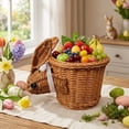 thumbnail image 1 of Easter Bunny Woven Storage Basket Snack Fruit Organizer Bin for Home Kitchen Counter Coffee Table Decor Reusable Beige Coffee 1 Pack, 1 of 7