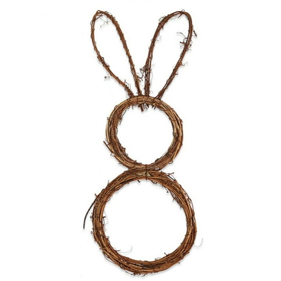 Easter Bunny Wreath Bunny-Shaped Grapevine Twig Wreath Handmade Rattan Rabbit Garland Pendant for Front Door Decoration Brown