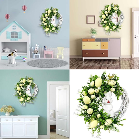 Easter Bunny Wreath, Easter Bunny Vine Wreath Easter Egg Vine Wreath, Home Front Door Decoration Wreath, By Kingtowag