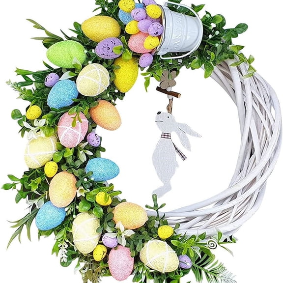 Easter Bunny Wreath, Easter Door Decoration Featuring Easter Eggs and Rabbit Motifs Perfect for Front Door, Home, and Wedding Decor Spring/Summer Indoor Decor (Little Rabbit Listing)