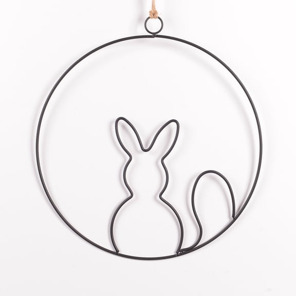 Easter Bunny Wreath Form Iron Ring 30Cm For Spring Door Hanger 11.8 Inch Rabbit Wreath Frame With Artificial Moss And Flowers For Diy Craft Wreath Making