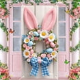 thumbnail image 1 of Easter Bunny Wreath for Front Door, Pink Rabbit Ear Spring Wreath with Colorful Eggs & Flowers, Festive Door Decor for Easter Party, Home & Garden Wall Decoration, 1 of 6