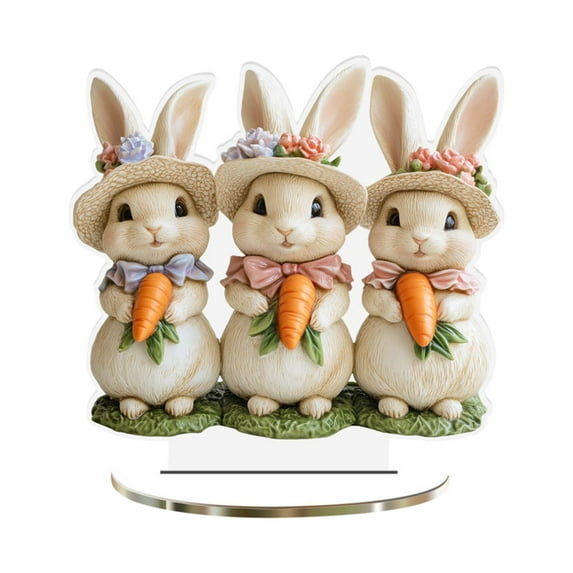 Easter Bunny and Egg Acrylic Desktop Decoration – Hollow Out Table Ornament for Home or Office, Holiday Bunny Figurine, Spring Shelf Decor Gift