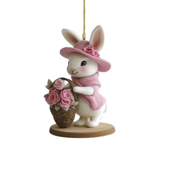 Easter Bunny and Egg Acrylic Hanging Ornaments – Multicolor 2D Flat Holiday Décor for Home, Garden, Wall, Gifts, and Indoor Display
