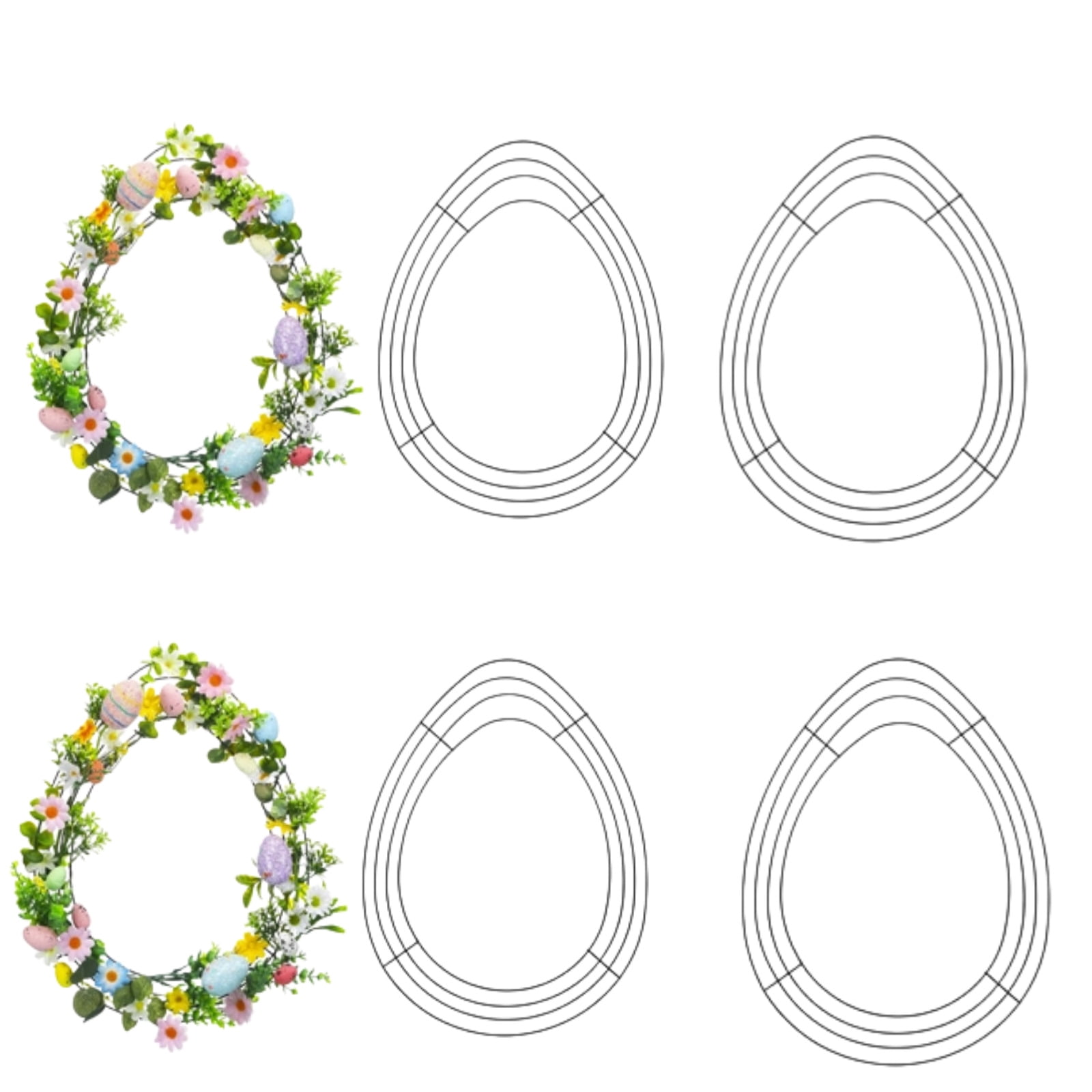 Easter Bunny and Egg Shaped Wire Wreath Forms 11.8x15.5 Inch, 6 Pack ...