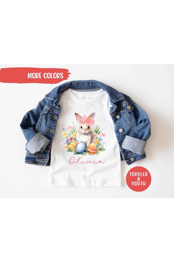 Easter Bunny coquette watercolor shirt personalized Easter girls shirt girls Easter shirt