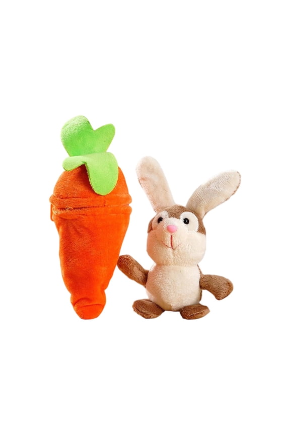Easter Bunny in Carrot Pouch with Keychain, Cute Stuffed Animal Toy for Easter Basket Stuffers & Gifts, Spring Holiday Party Favors