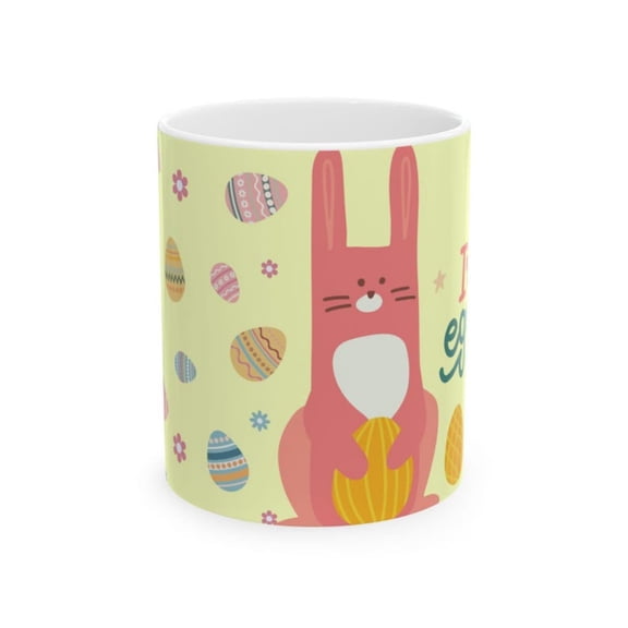 Easter Bunny with Eggs Mug Cute Pastel day Ceramic Mug.