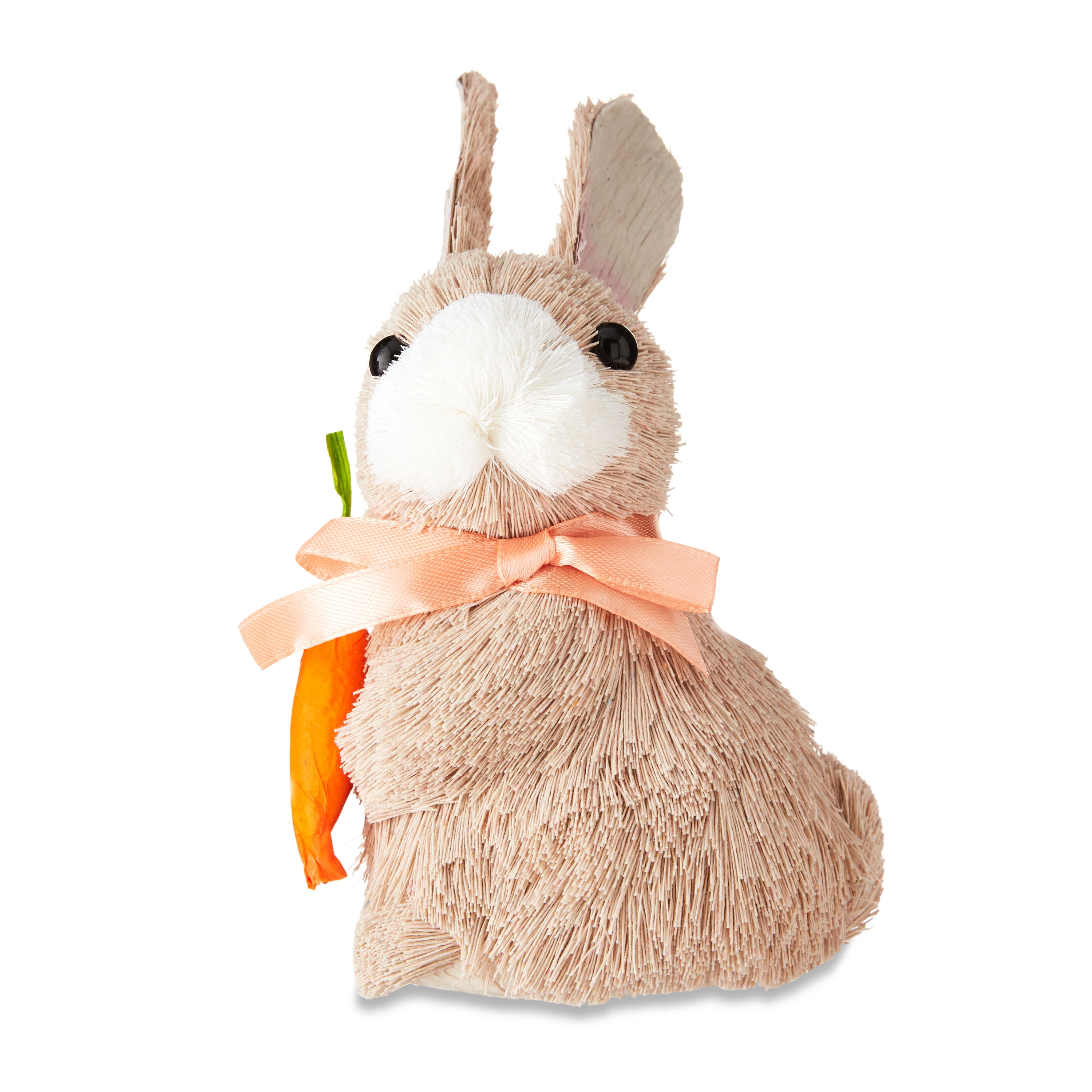 Easter Bunny with Peach Bow and Carrot Tabletop Decor, 6.7 in, by Way To Celebrate