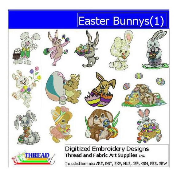 Easter Bunnys(1) Embroidery Designs - All Popular Formats Included - Loaded on USB Stick
