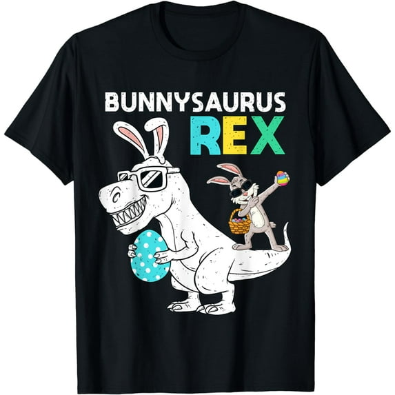 Easter Bunnysaurus T Rex Dino Dabbing Rabbit Boys Girls T-Shirt