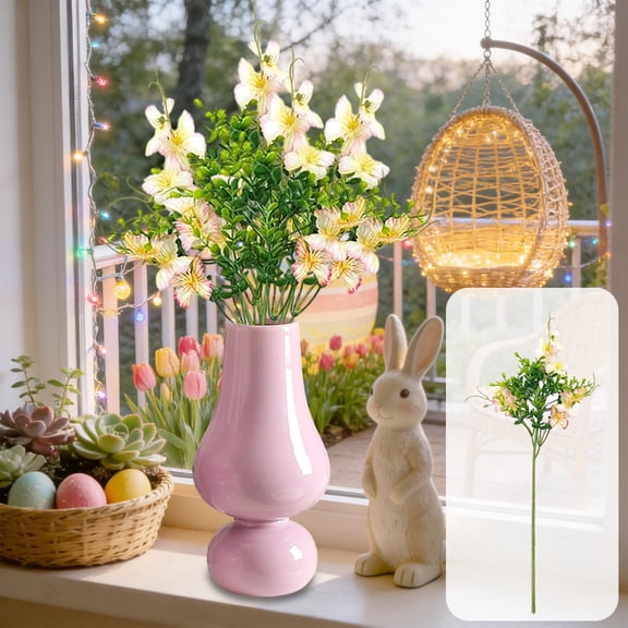 Easter Butterfly Eucalyptus Floral Arrangement Plastic Vase Insert for Home Tabletop Decor Spring Holiday Party Decoration Centerpiece