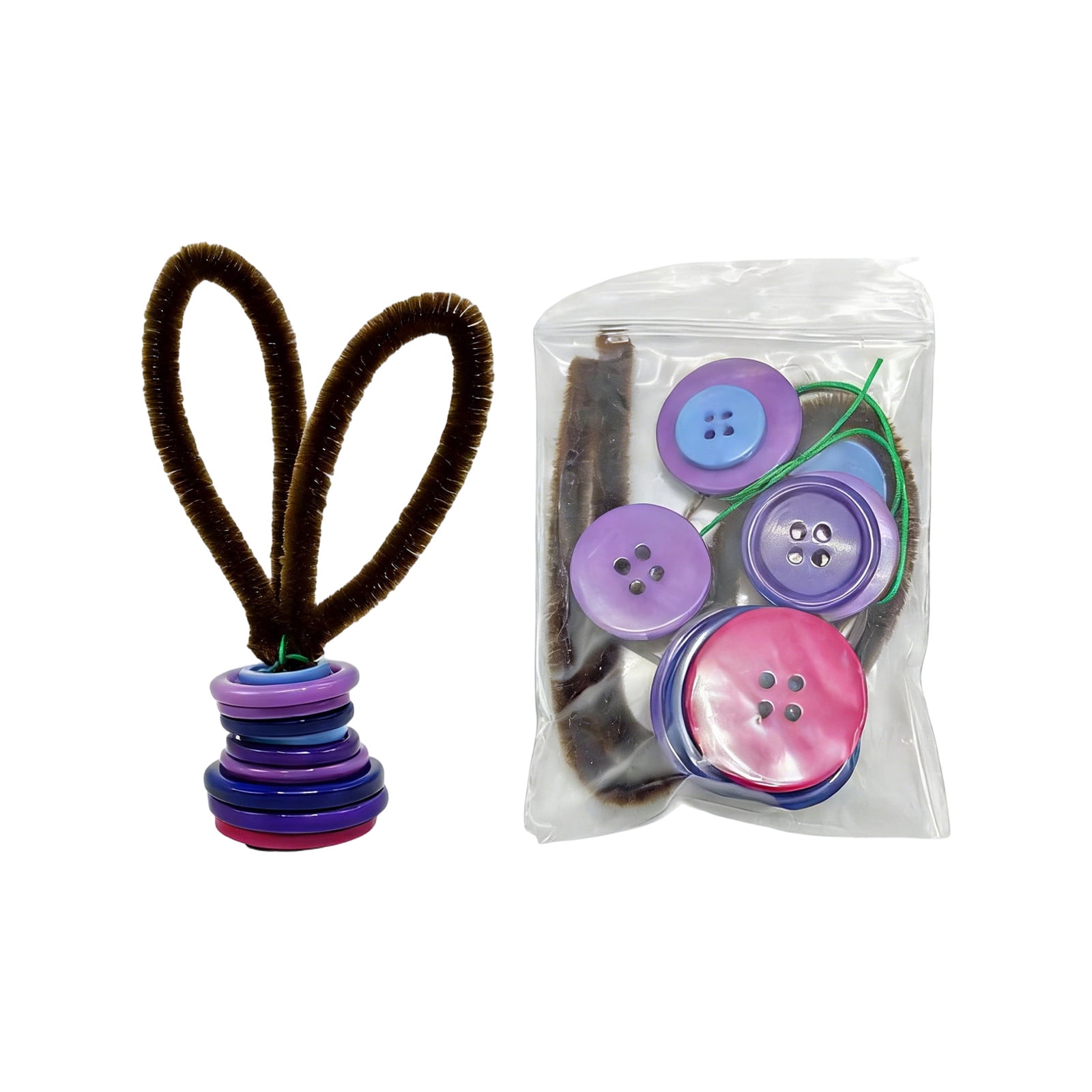 Easter Button Rabbit Craft DIY Hanging Ornament for Shelves Fireplaces ...