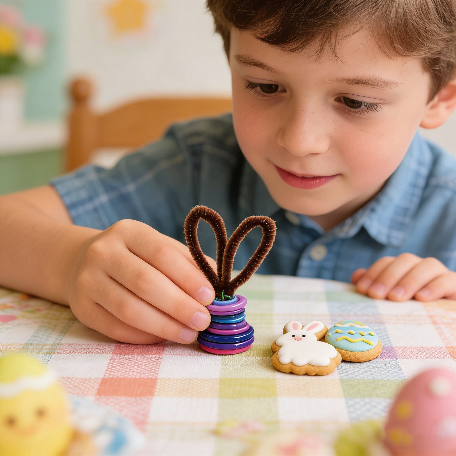 Easter Button Rabbit Craft Diy Easter Button Rabbit Easter Hanging ...