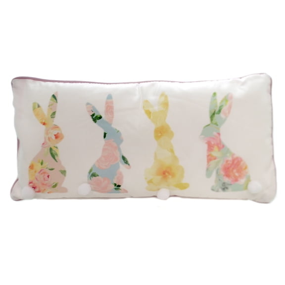 Easter Cotton Tails Pillow Fabric Spring Floral Bunnies Ea14186