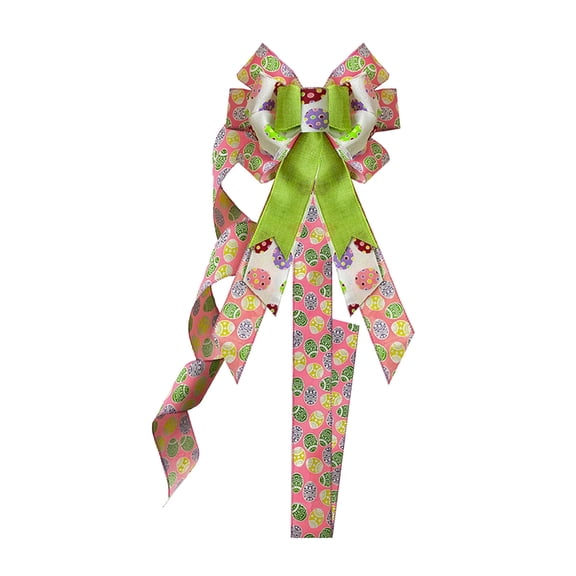 Easter Cabinet Bows Colorful Easter Egg Ribbon Bows For Cabinets Door Farmhouse Fireplace Hangers Large Ribbon Bow For Window Front Door Easters Party 78in,Orange,78.74, Decoration
