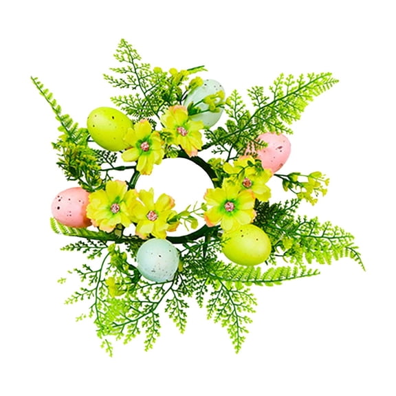 Easter Candle Holder Wreath for Spring Decor, Versatile Table Centerpiece and Wall Hanging, Plastic Floral Design for Festive Celebrations