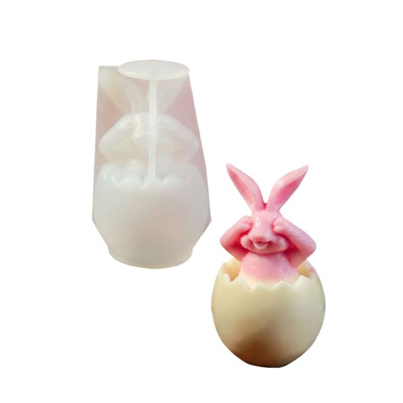 Easter Candle Mold, Resin Bunny Egg Silicone Mold for Home Decor, Aromatherapy Wax Crafting, Easter Bunny Not See Hear Speak Theme, Creative DIY Craft Kit