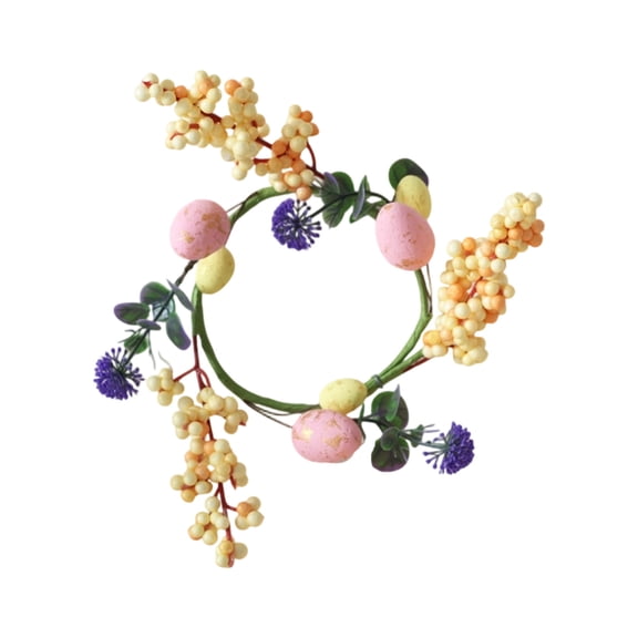 Easter Candle Ring Wreath – Decorative Plastic Garland with Eggs, Berries & Butterflies – Spring Centerpiece for Party, Table, Home Decor