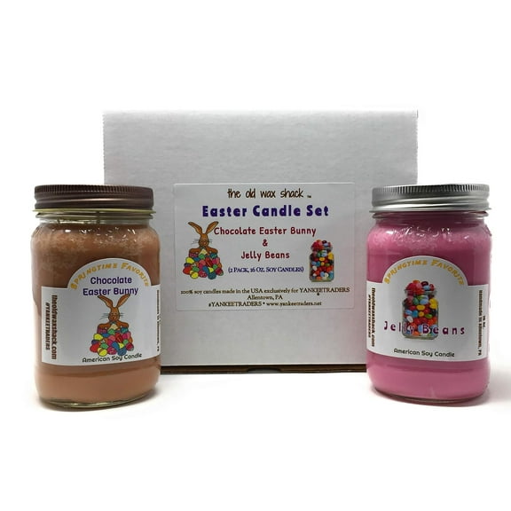 Easter Candles, Chocolate Easter Bunny & Jelly Beans (2 Pack, 16 Oz.)