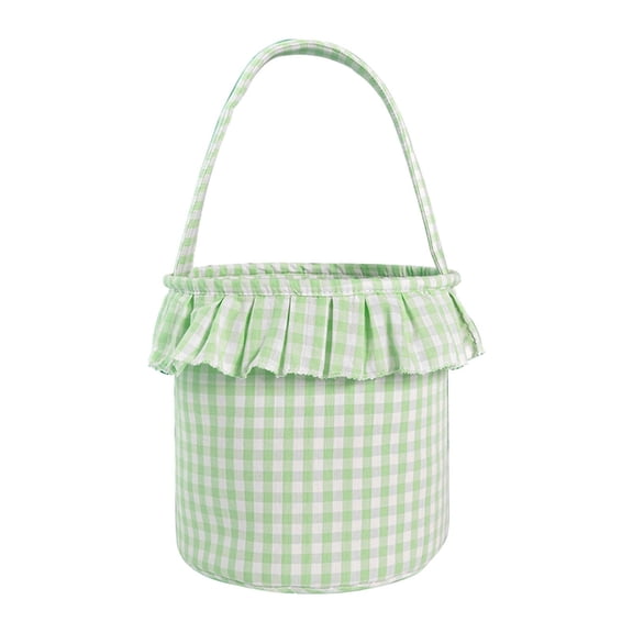 Easter Candy Bags Black and White Farmhouse Tartan Lattice - Reusable Bucket Style Foldable Candy Bag for Easter Treats, Holiday Decor, Party Favors, Gift Giving, and Spring Celebrations