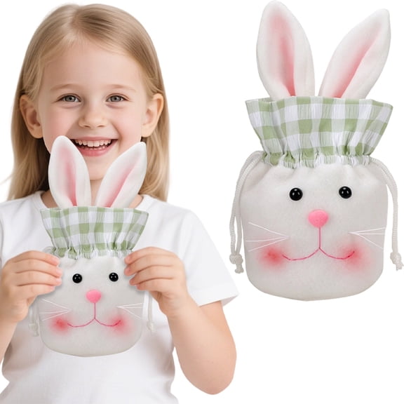 Easter Candy Bags, Bunny Drawstring, 26x14cm, Easter TreatBags, Holiday Goodie Bags, Spring Decor Pouch, Chocolate Wrapping, Party Favors, B