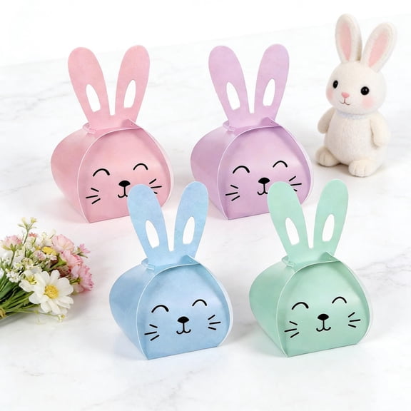 Easter Candy Box Gift Boxes, Bunny Egg Treat Holder, Holiday Party Favor Paper Box for Cookies, Snacks, Egg Hunting Activities