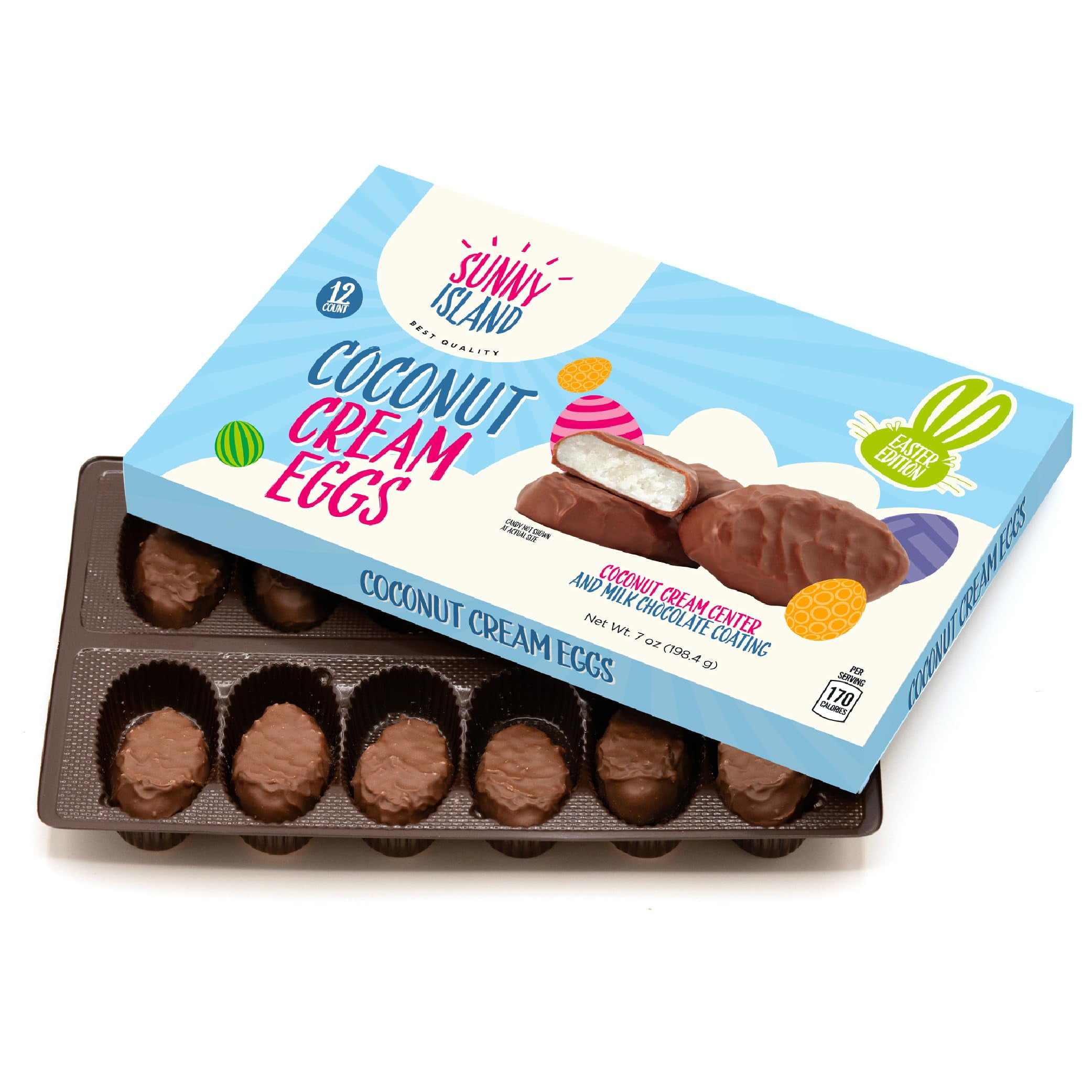 Easter Candy Box Milk Chocolate Coconut Cream Eggs, 7 Ounces (12 Pieces) ES4