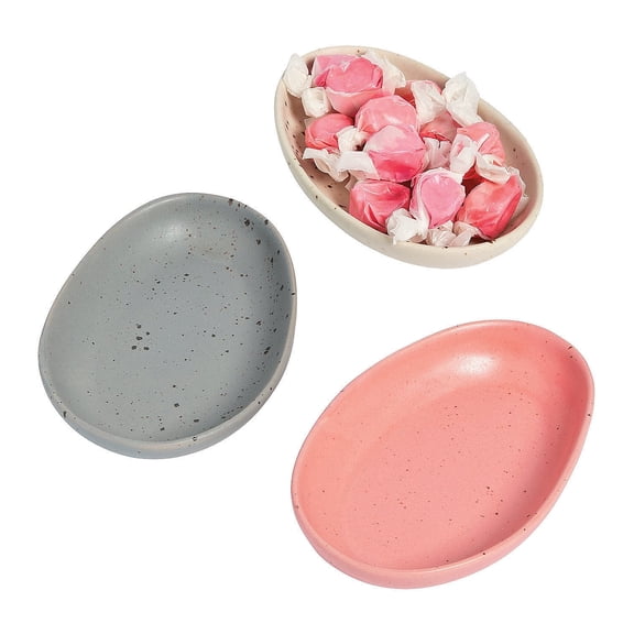 Fun Express Easter Candy Dishes Farmhouse Egg-shaped Ceramic 3 Pack