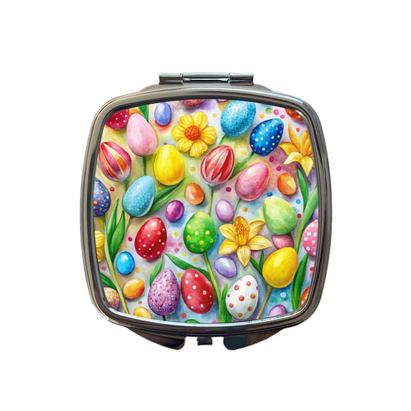 Easter Candy Eggs Flowers Travel Makeup Handbag Purse Small Pocket Compact Mirror