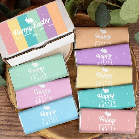 Easter Candy Gift - Hershey's Chocolate Bar Gift Box (8 bars/box) Colorful Bunnies - By Just Candy