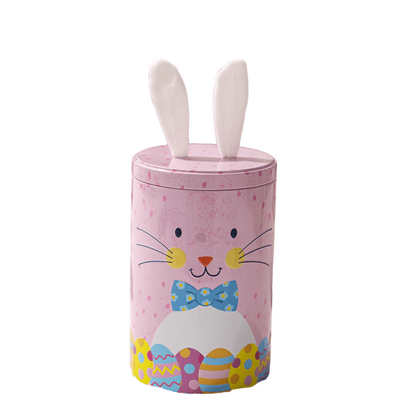 Easter Candy Jar 6.3" Easter Jar Cookie Jar Candy Jar With Lid Easter Cookie Jar Easters Box Candy Boxes Easters Packaging Box Rabbits Shape Iron Texture Suitable For Snacks And Party Charm