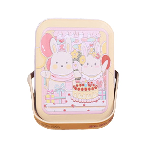 Easter Candy Jar Cookie Jar Elegant Metal Tinplate Empty Tins Jars Cookie Candy Storage Containers Easter With Lids And Handle For Easter Decoration Holiday Part Storage Containers 4.1"X2.2"